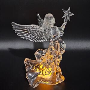 Silvestri Acrylic Angel Tree Topper Clear Star Vintage Christmas Decor 9"